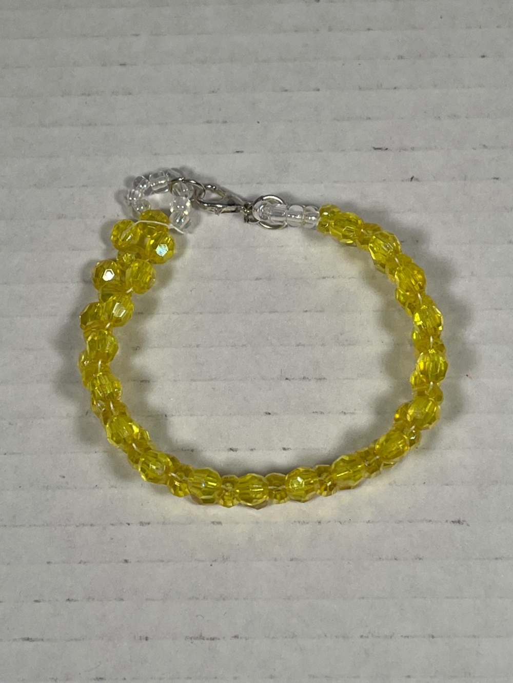 Yellow Cross Weave Acrylic Bead Bracelet ~7.50 inches